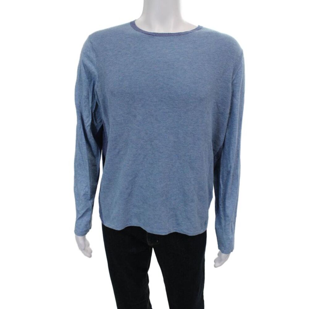 Zachary Prell Mens Pullover T-Shirt Colorblock Blue Crew Neck Cotton Size L